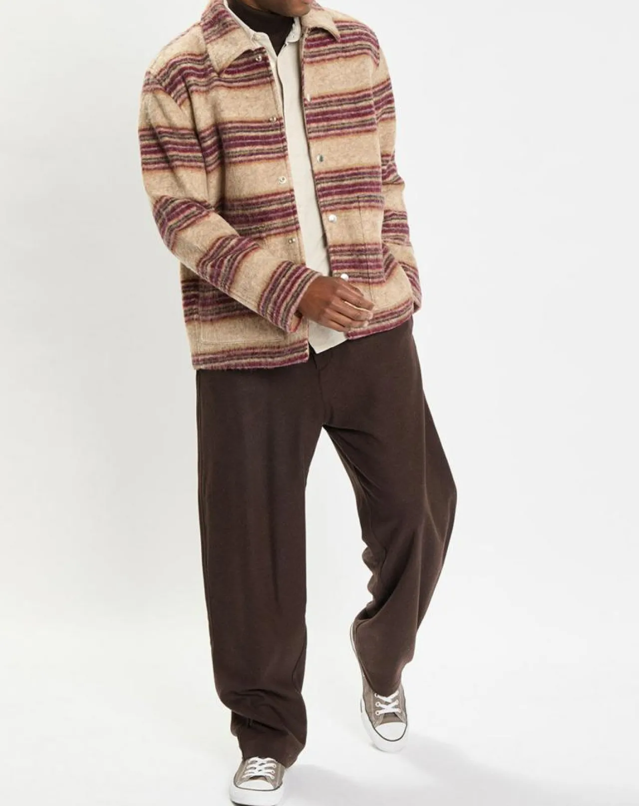 Veste en Laine mélangée rayée beige/rouge