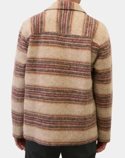 Veste en Laine mélangée rayée beige/rouge