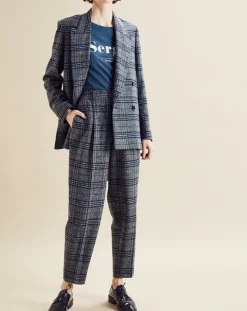 Veste en Laine mélangée Ulla à carreaux grise