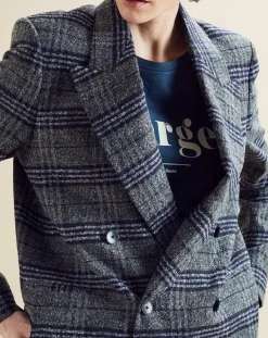 Veste en Laine mélangée Ulla à carreaux grise