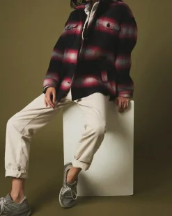 Veste en Laine mélangée Vara fushia/noir