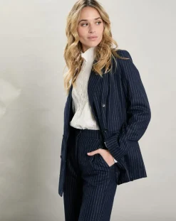 Veste en Laine mélangée Velize rayures brutes/marine