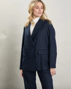 Veste en Laine mélangée Velize rayures brutes/marine