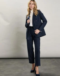 Veste en Laine mélangée Velize rayures brutes/marine