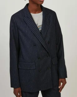 Veste en Laine mélangée Velize rayures brutes/marine