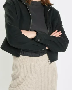 Veste en Laine mélangée vert foncé