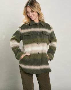 Veste en Laine mélangée Voltige beige/vert