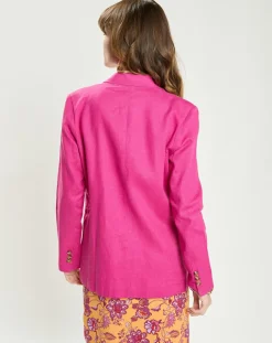 Veste en Lin & Coton Vivano fushia