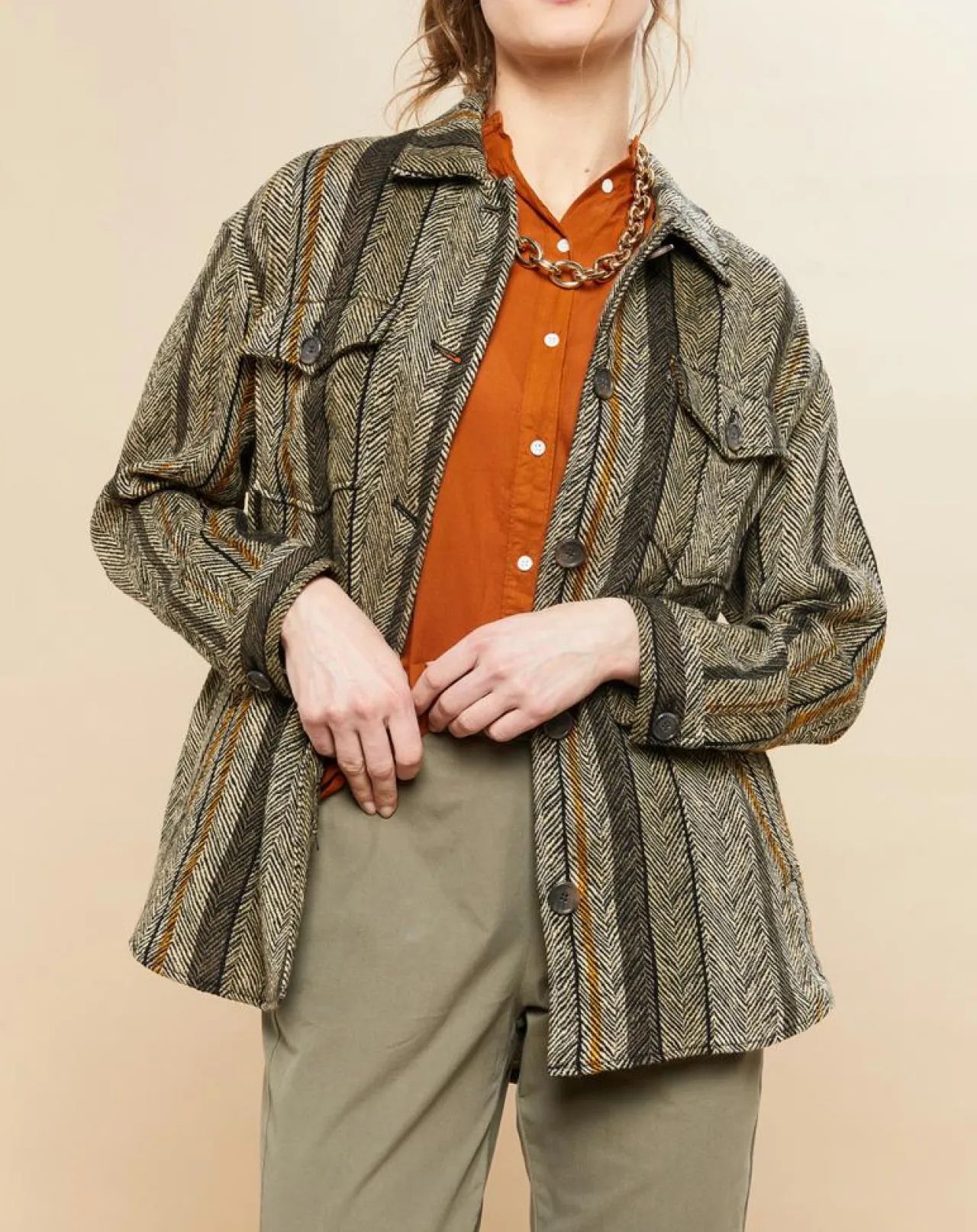 Veste en Lin & Coton Voltige beige/noir