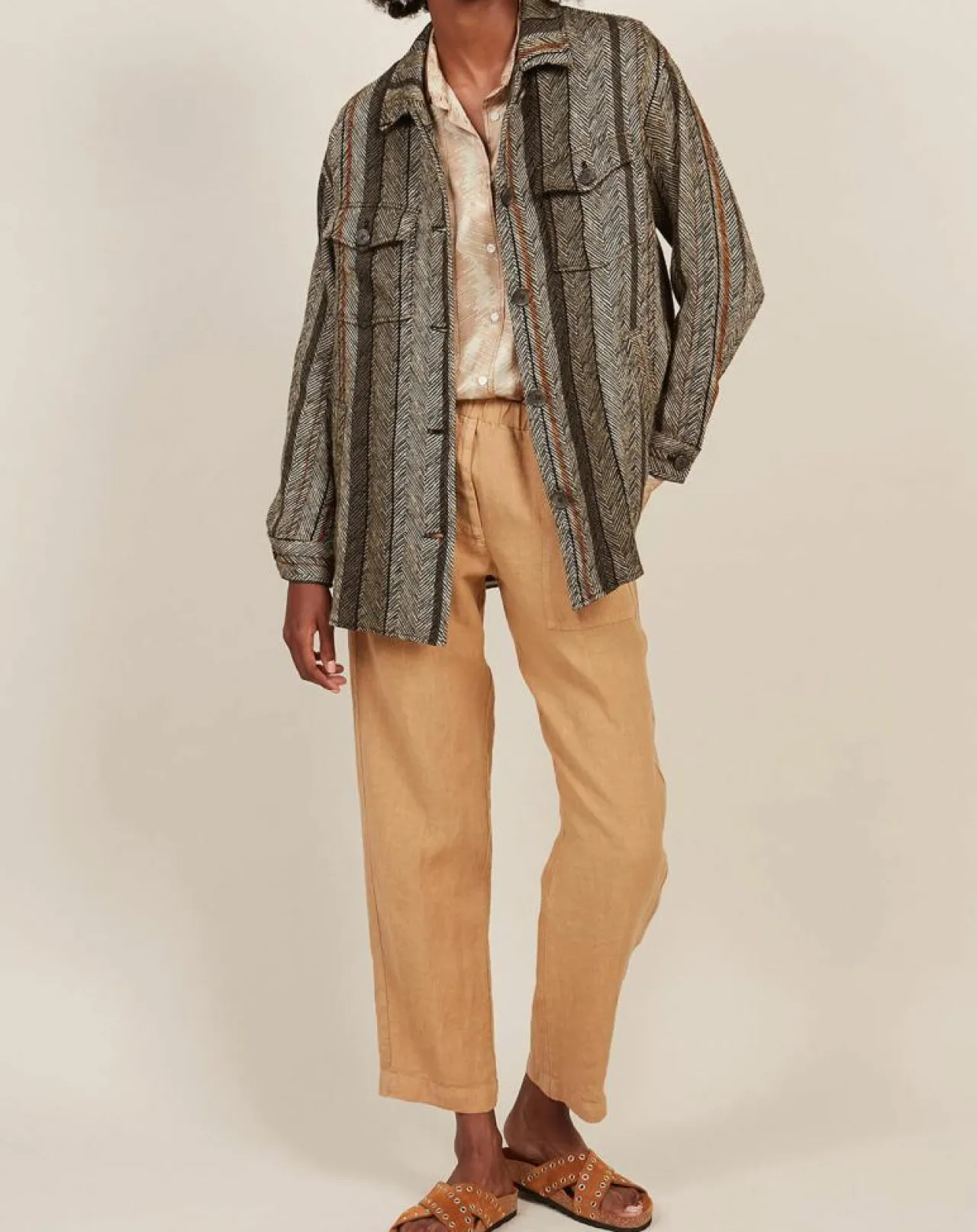 Veste en Lin & Coton Voltige beige/noir