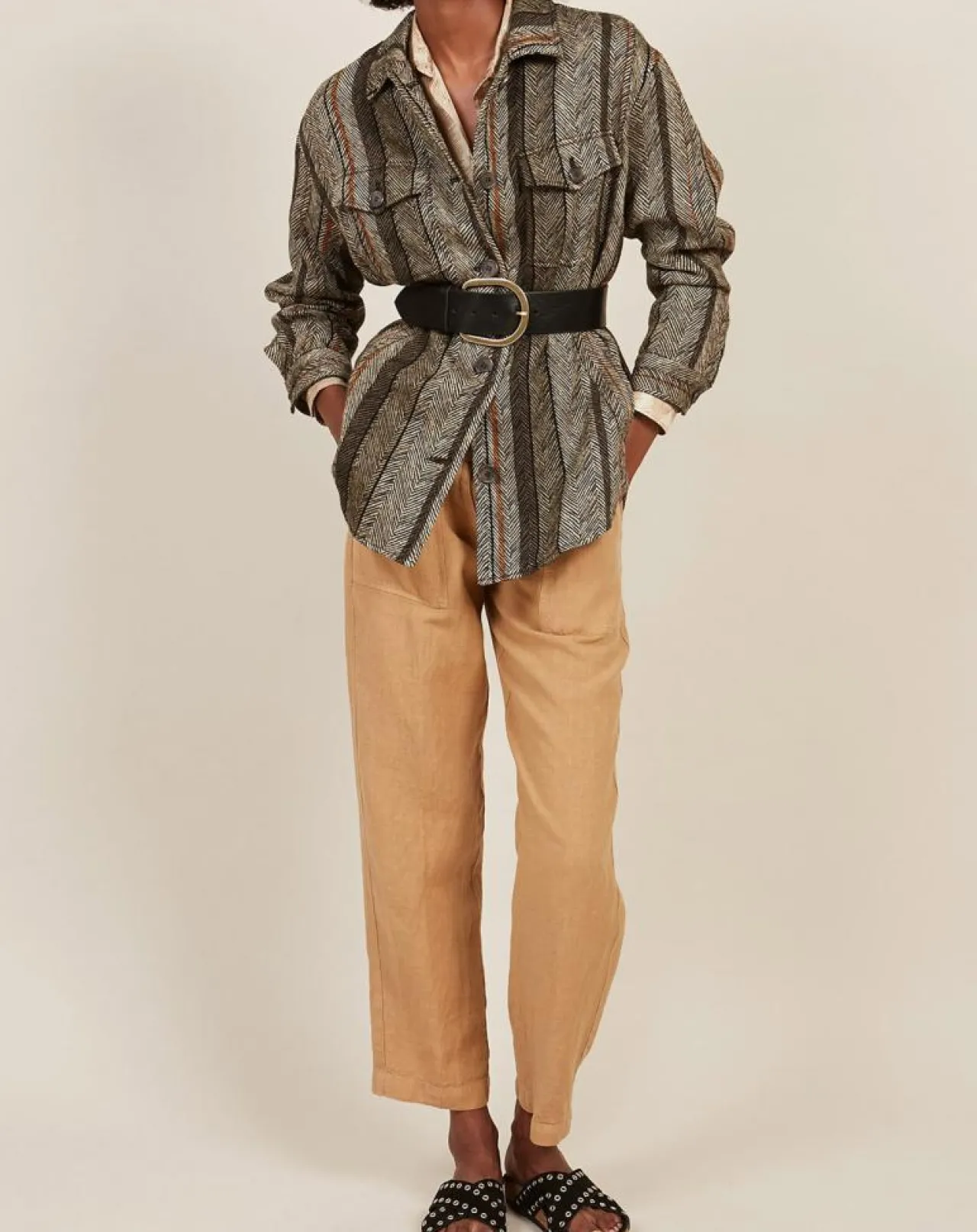 Veste en Lin & Coton Voltige beige/noir