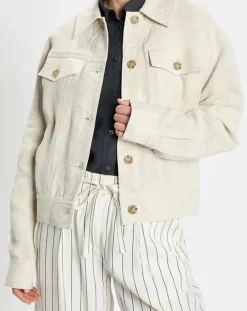 Veste en Lin mélangé Cropped gris clair