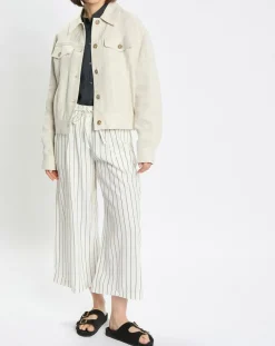 Veste en Lin mélangé Cropped gris clair