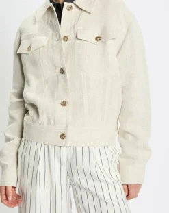 Veste en Lin mélangé Cropped gris clair