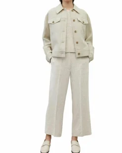 Veste en Lin mélangé Cropped gris clair