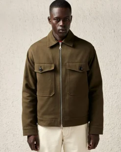 Veste en sergé de Coton Carson à poches kaki foncé