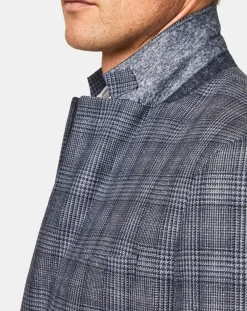 Veste en Soie & Laine Check à imprimé Prince de Galles bleu moyen