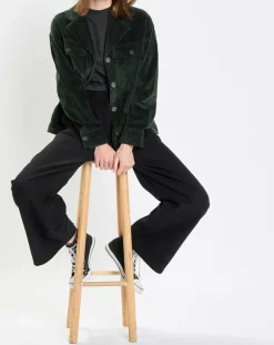 Veste en Velours côtelé 100% Coton Bio vert foncé