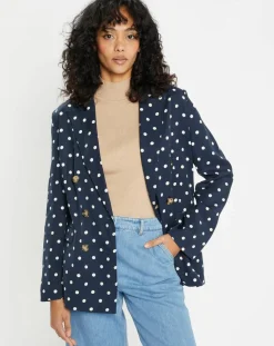 Veste fluide bloom bleue/blanc