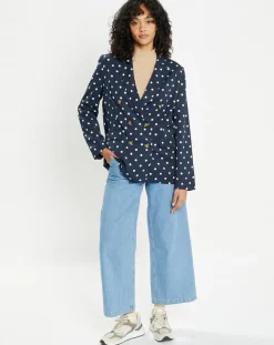 Veste fluide bloom bleue/blanc