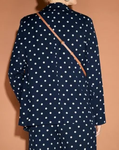 Veste fluide bloom bleue/blanc