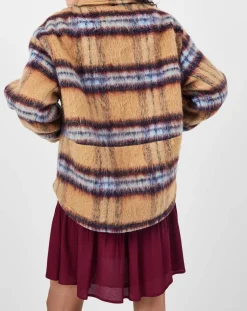 Veste fourrée en Laine mélangée Vitelotte beige foncé/multicolore