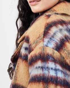 Veste fourrée en Laine mélangée Vitelotte beige foncé/multicolore