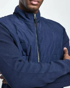 Veste Hybrid bimatière bleu marine