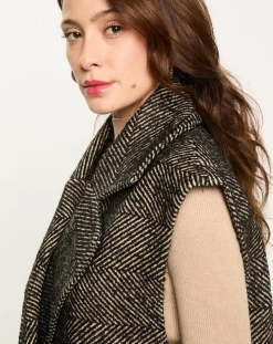 Veste longue sans manches en Laine mélangée Elsa noire