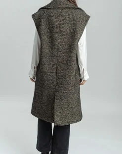 Veste longue sans manches en Laine mélangée Elsa noire