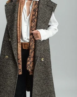 Veste longue sans manches en Laine mélangée Elsa noire