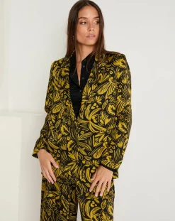 Veste Louise satinée imprimée jaune