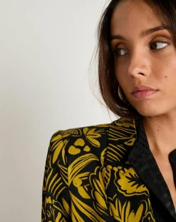 Veste Louise satinée imprimée jaune