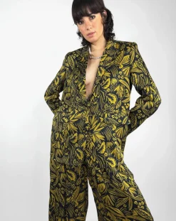 Veste Louise satinée imprimée jaune