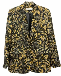 Veste Louise satinée imprimée jaune