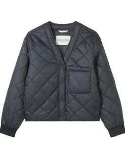 Veste Matelassée à Boutons bleu marine