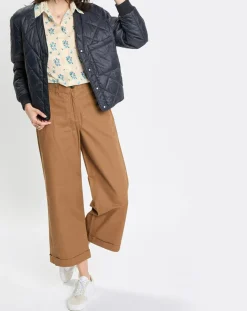 Veste Matelassée à Boutons bleu marine