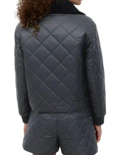 Veste Matelassée à Boutons bleu marine