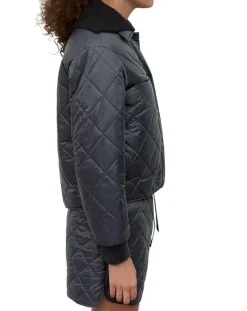 Veste Matelassée à Boutons bleu marine