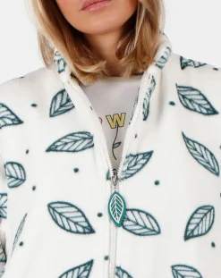 Veste polaire Flowers blanc/vert