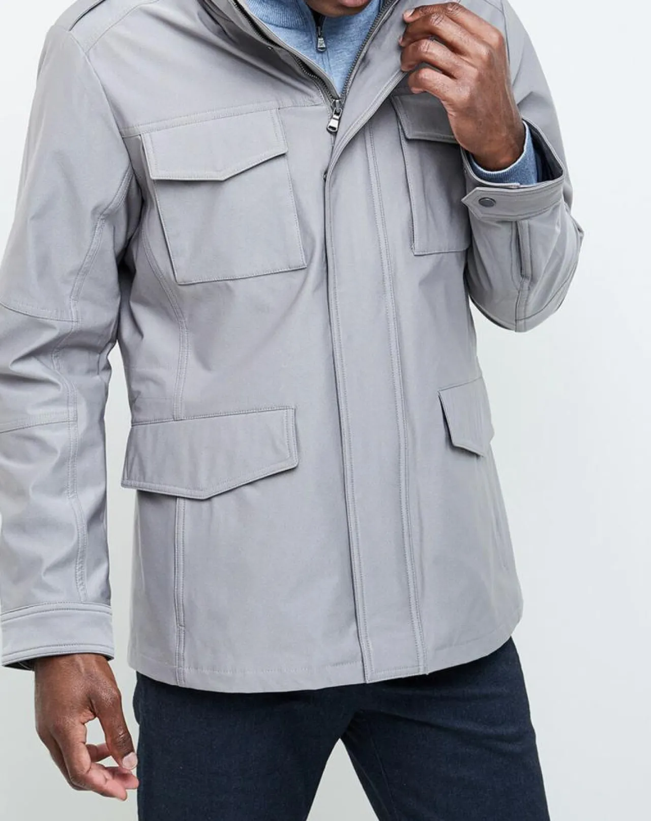 Veste Saharienne imperméable gris clair