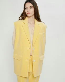 Veste sans manches en éponge Terry Cloth jaune