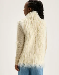 Veste sans manches réversible en fausse fourrure Jaden crème