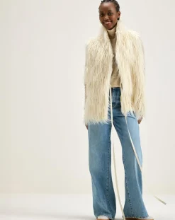 Veste sans manches réversible en fausse fourrure Jaden crème