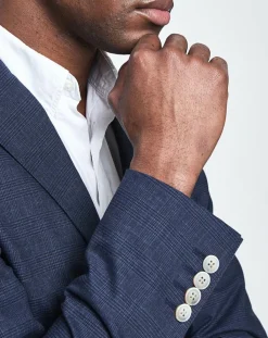 Veste Stretch prince-de-galles bleue