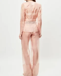 Veste transparente à épaulettes Esprit d'Atelier en Soie rose