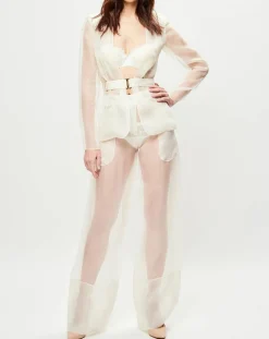 Veste transparente à épaulettes Esprit d'Atelier en Soie écrue