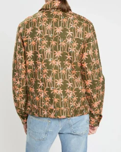 Veste Trucker imprimée kaki/orange