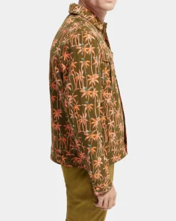 Veste Trucker imprimée kaki/orange