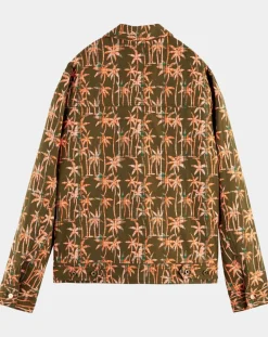 Veste Trucker imprimée kaki/orange